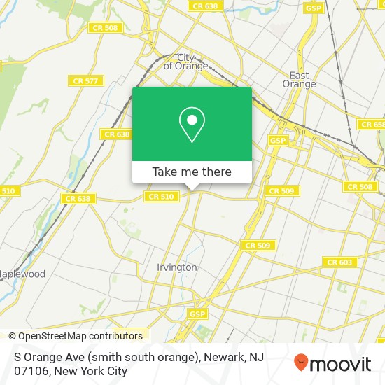 Mapa de S Orange Ave (smith south orange), Newark, NJ 07106