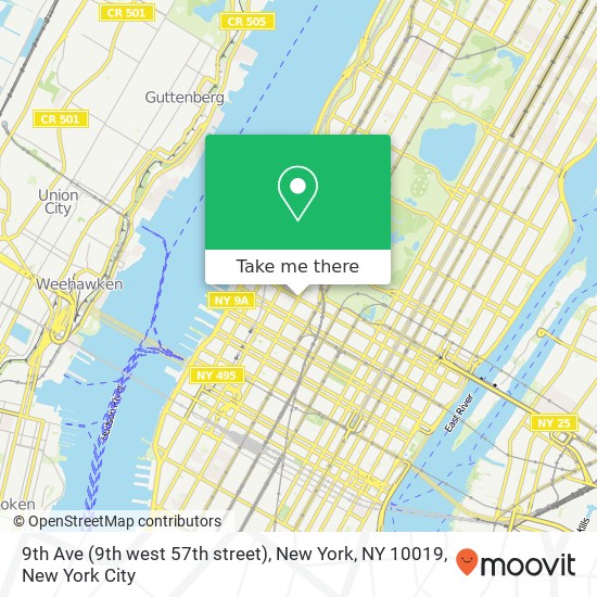 Mapa de 9th Ave (9th west 57th street), New York, NY 10019