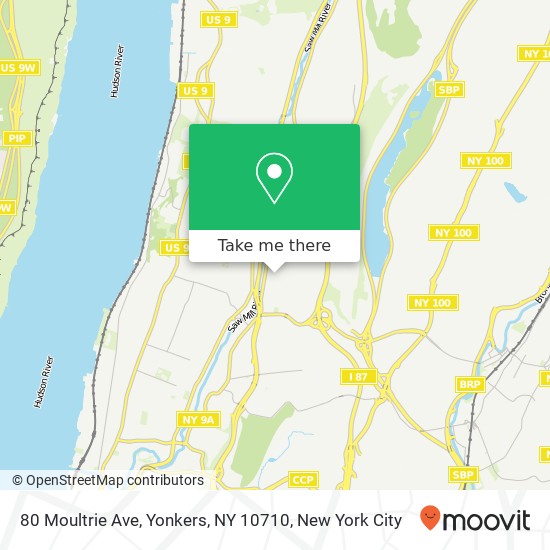 Mapa de 80 Moultrie Ave, Yonkers, NY 10710
