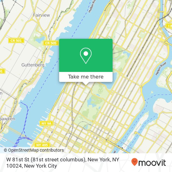 Mapa de W 81st St (81st street columbus), New York, NY 10024