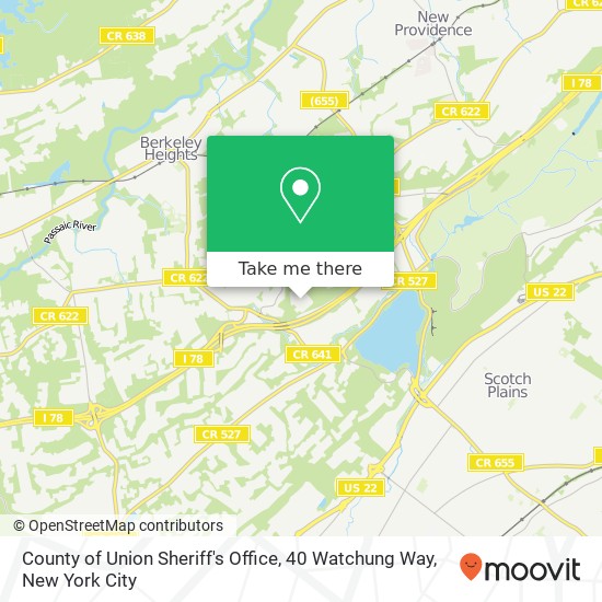 Mapa de County of Union Sheriff's Office, 40 Watchung Way