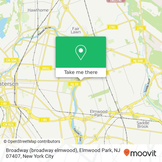 Mapa de Broadway (broadway elmwood), Elmwood Park, NJ 07407
