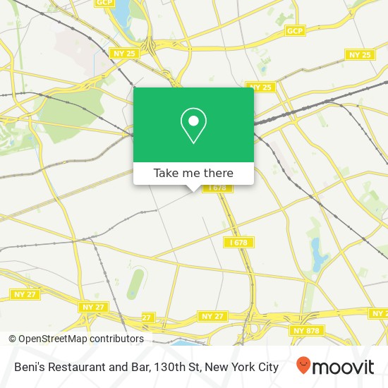 Beni's Restaurant and Bar, 130th St map