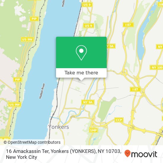 Mapa de 16 Amackassin Ter, Yonkers (YONKERS), NY 10703