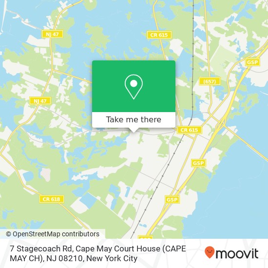 Mapa de 7 Stagecoach Rd, Cape May Court House (CAPE MAY CH), NJ 08210