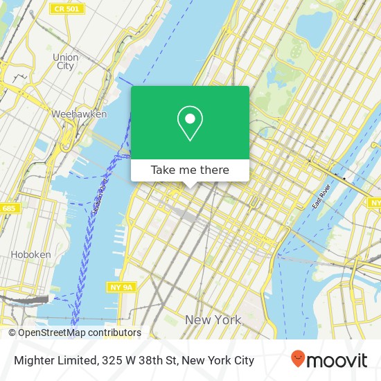 Mapa de Mighter Limited, 325 W 38th St