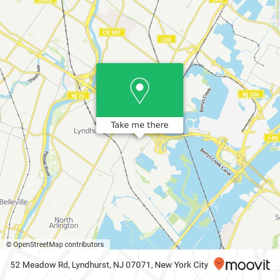 Mapa de 52 Meadow Rd, Lyndhurst, NJ 07071