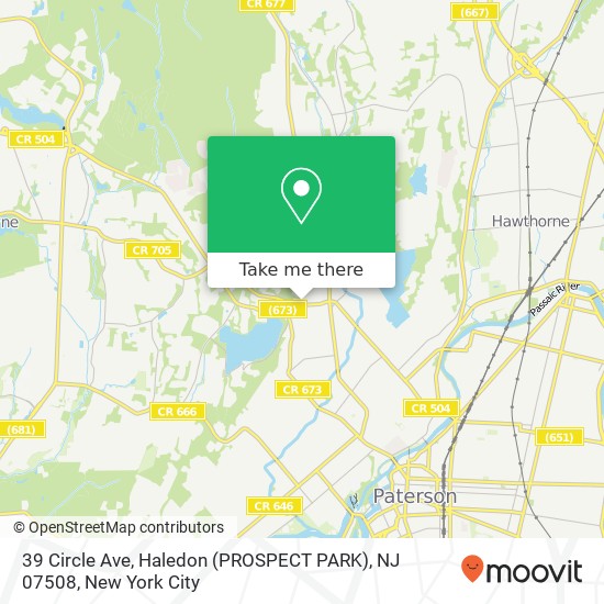 Mapa de 39 Circle Ave, Haledon (PROSPECT PARK), NJ 07508