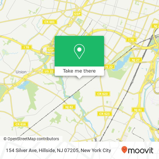 Mapa de 154 Silver Ave, Hillside, NJ 07205