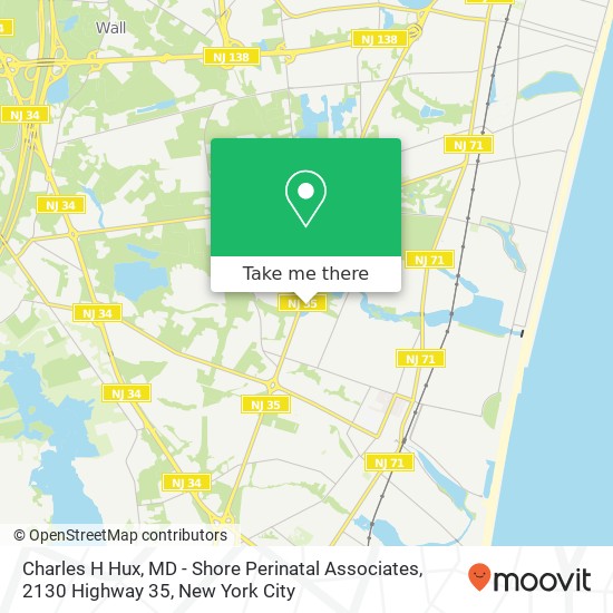 Mapa de Charles H Hux, MD - Shore Perinatal Associates, 2130 Highway 35
