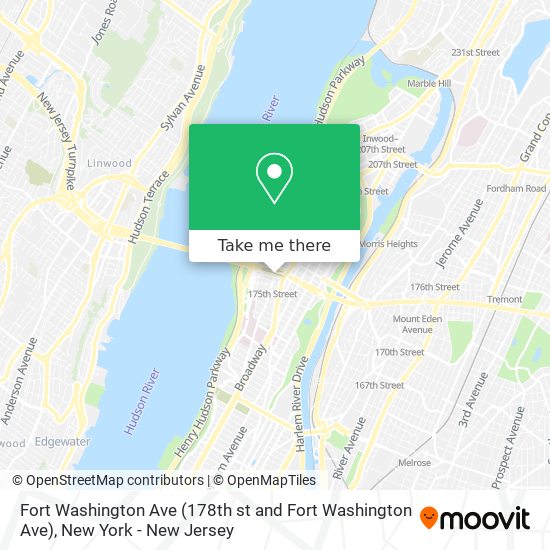 Fort Washington Ave (178th st and Fort Washington Ave) map