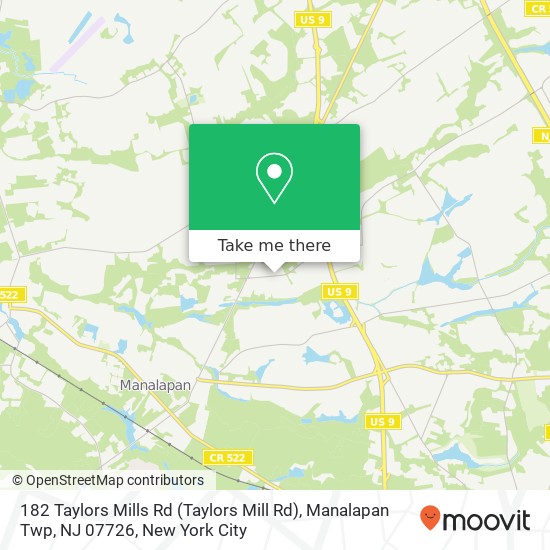 Mapa de 182 Taylors Mills Rd (Taylors Mill Rd), Manalapan Twp, NJ 07726