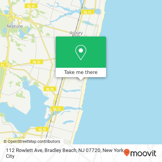 Mapa de 112 Rowlett Ave, Bradley Beach, NJ 07720