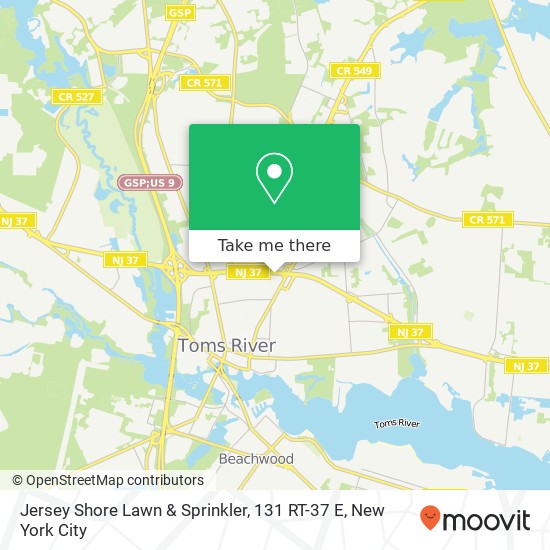 Mapa de Jersey Shore Lawn & Sprinkler, 131 RT-37 E