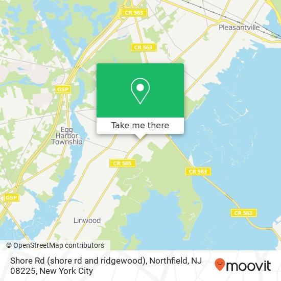 Mapa de Shore Rd (shore rd and ridgewood), Northfield, NJ 08225