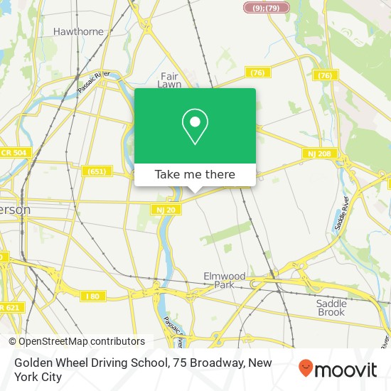 Golden Wheel Driving School, 75 Broadway map