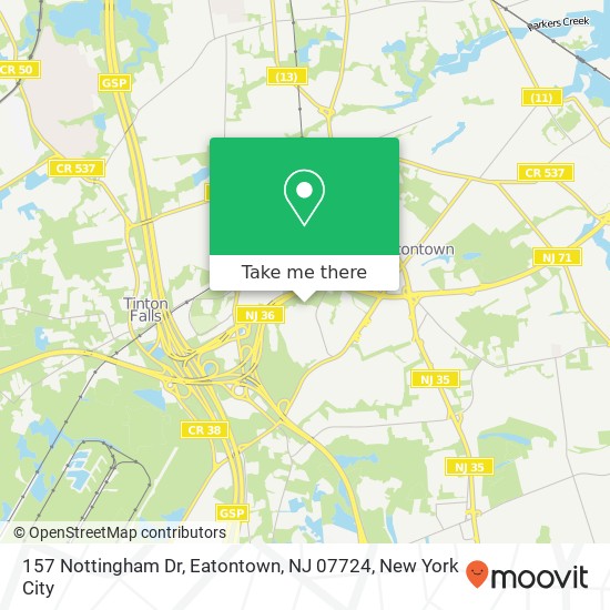 Mapa de 157 Nottingham Dr, Eatontown, NJ 07724