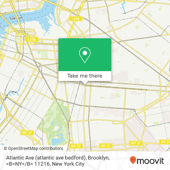 Mapa de Atlantic Ave (atlantic ave bedford), Brooklyn, <B>NY< / B> 11216