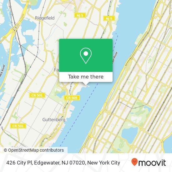 Mapa de 426 City Pl, Edgewater, NJ 07020
