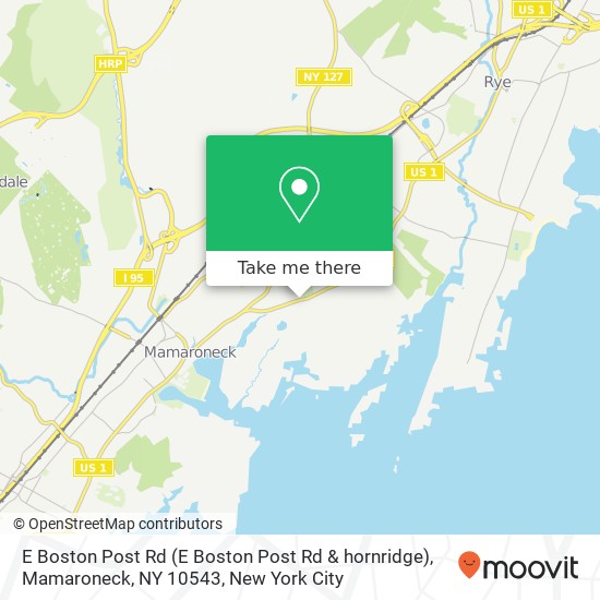 Mapa de E Boston Post Rd (E Boston Post Rd & hornridge), Mamaroneck, NY 10543