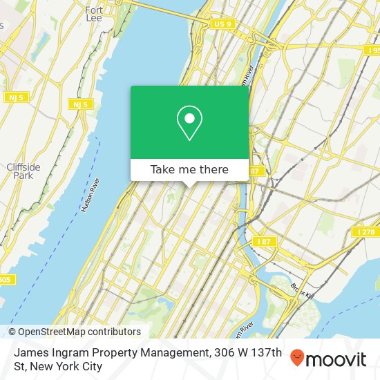 James Ingram Property Management, 306 W 137th St map