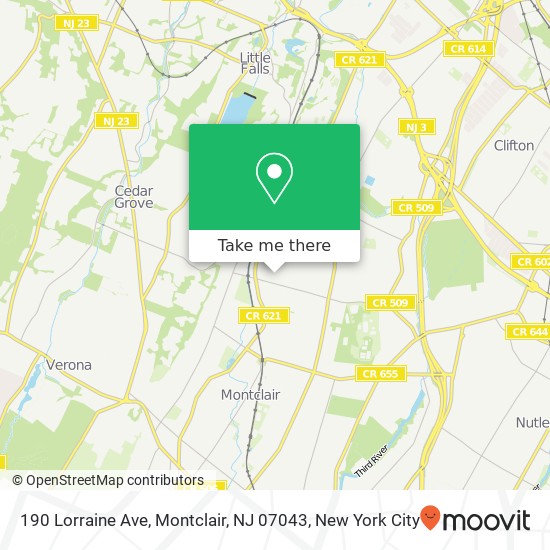 Mapa de 190 Lorraine Ave, Montclair, NJ 07043