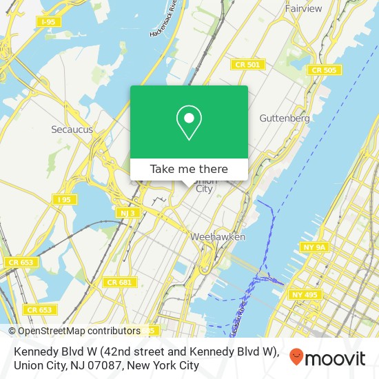 Kennedy Blvd W (42nd street and Kennedy Blvd W), Union City, NJ 07087 map