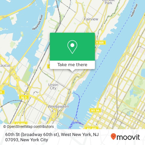 Mapa de 60th St (broadway 60th st), West New York, NJ 07093