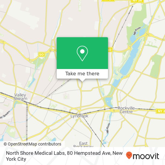 Mapa de North Shore Medical Labs, 80 Hempstead Ave