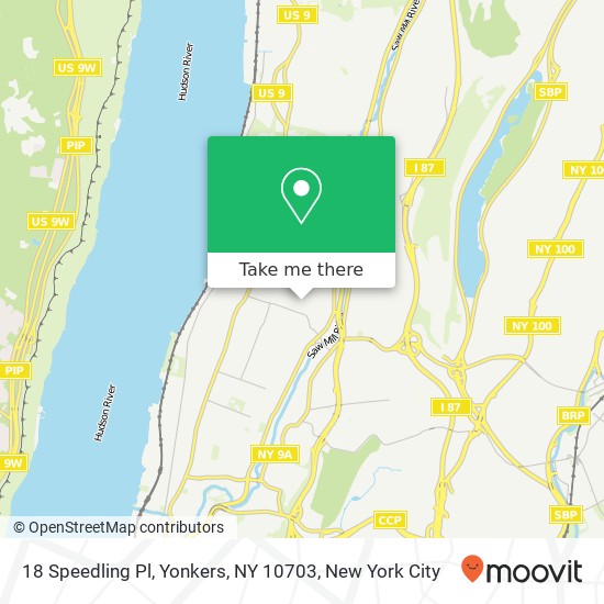 Mapa de 18 Speedling Pl, Yonkers, NY 10703