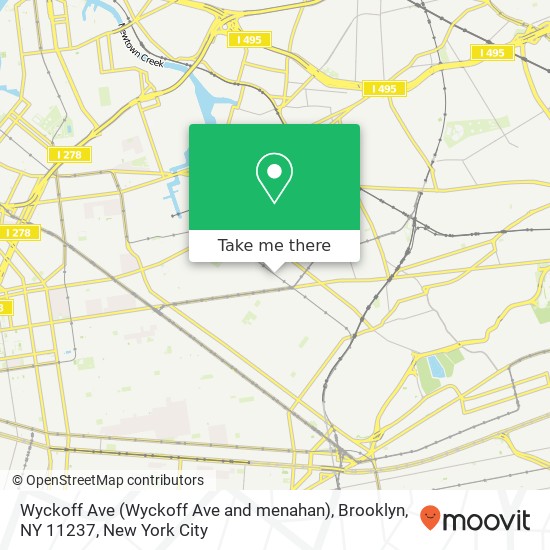Mapa de Wyckoff Ave (Wyckoff Ave and menahan), Brooklyn, NY 11237