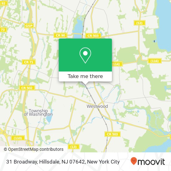 Mapa de 31 Broadway, Hillsdale, NJ 07642
