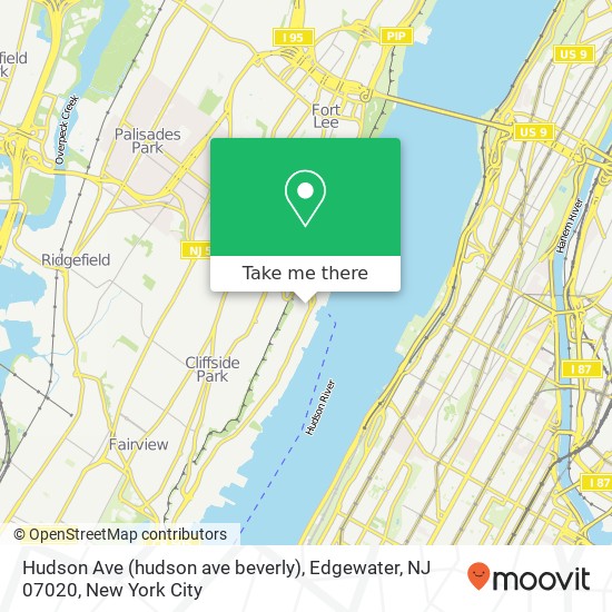Hudson Ave (hudson ave beverly), Edgewater, NJ 07020 map