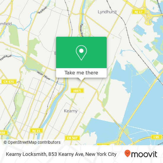 Mapa de Kearny Locksmith, 853 Kearny Ave