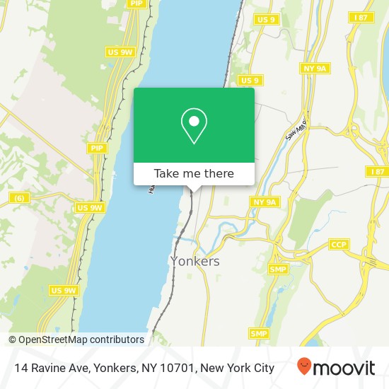 Mapa de 14 Ravine Ave, Yonkers, NY 10701