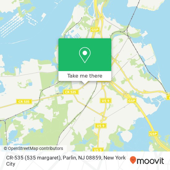 Mapa de CR-535 (535 margaret), Parlin, NJ 08859