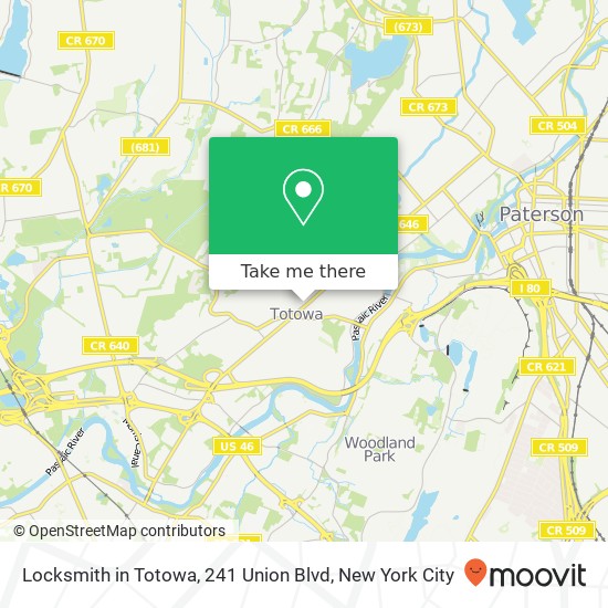 Mapa de Locksmith in Totowa, 241 Union Blvd