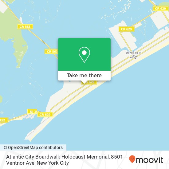 Mapa de Atlantic City Boardwalk Holocaust Memorial, 8501 Ventnor Ave