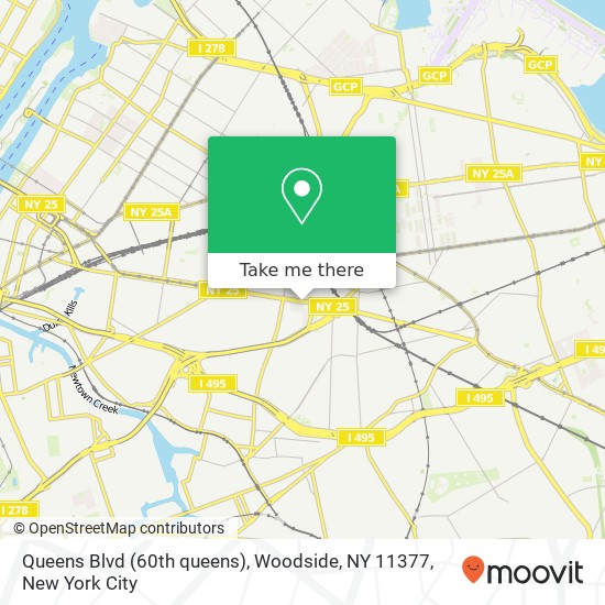 Mapa de Queens Blvd (60th queens), Woodside, NY 11377