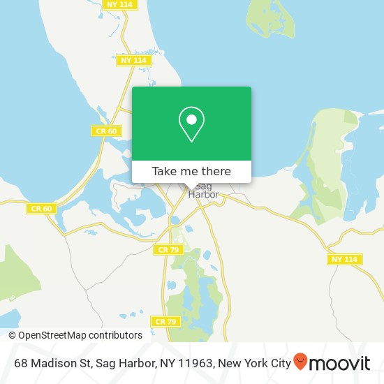 Mapa de 68 Madison St, Sag Harbor, NY 11963