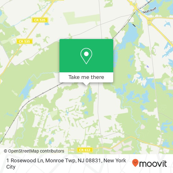 Mapa de 1 Rosewood Ln, Monroe Twp, NJ 08831