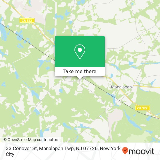 Mapa de 33 Conover St, Manalapan Twp, NJ 07726