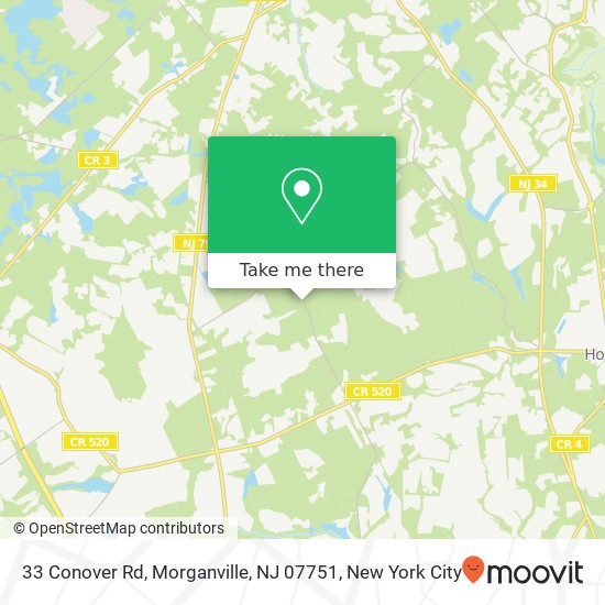 Mapa de 33 Conover Rd, Morganville, NJ 07751