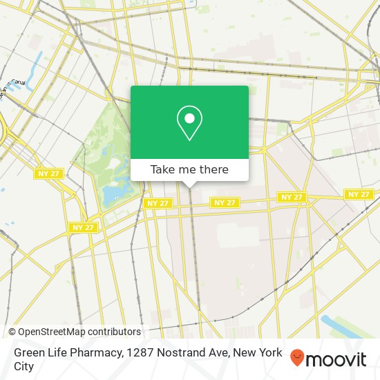 Mapa de Green Life Pharmacy, 1287 Nostrand Ave