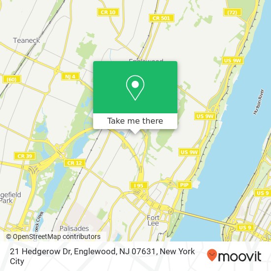 Mapa de 21 Hedgerow Dr, Englewood, NJ 07631