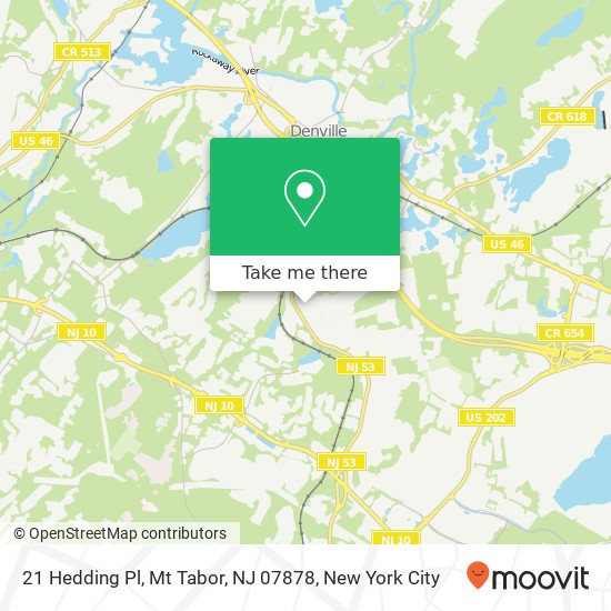 Mapa de 21 Hedding Pl, Mt Tabor, NJ 07878