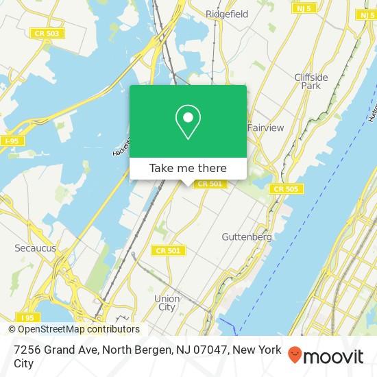 Mapa de 7256 Grand Ave, North Bergen, NJ 07047