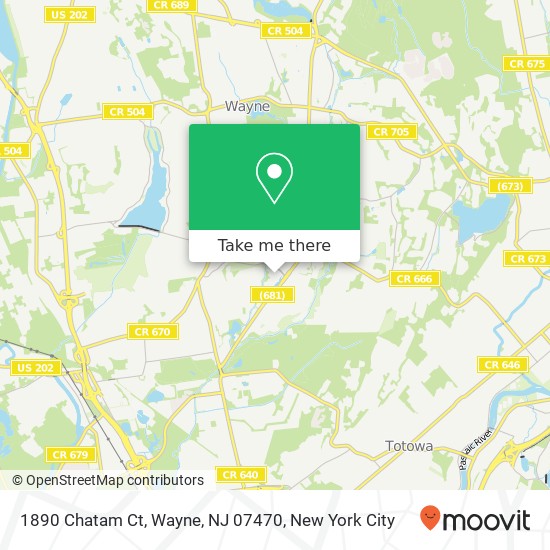 Mapa de 1890 Chatam Ct, Wayne, NJ 07470
