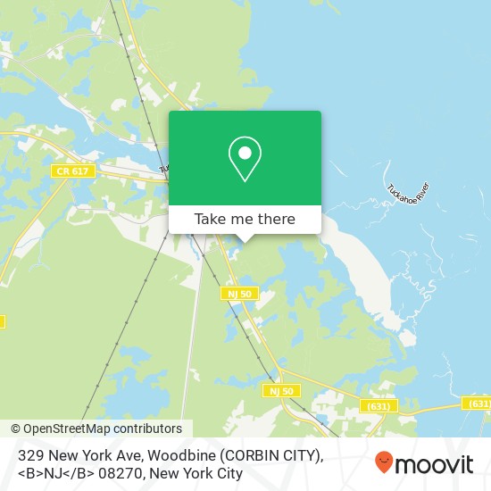 Mapa de 329 New York Ave, Woodbine (CORBIN CITY), <B>NJ< / B> 08270