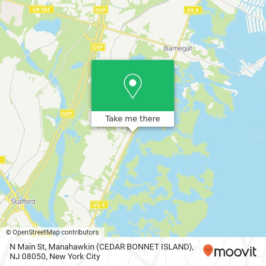 Mapa de N Main St, Manahawkin (CEDAR BONNET ISLAND), NJ 08050